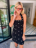 MIDNIGHT REFLECTIONS HALTER DRESS - BLACK