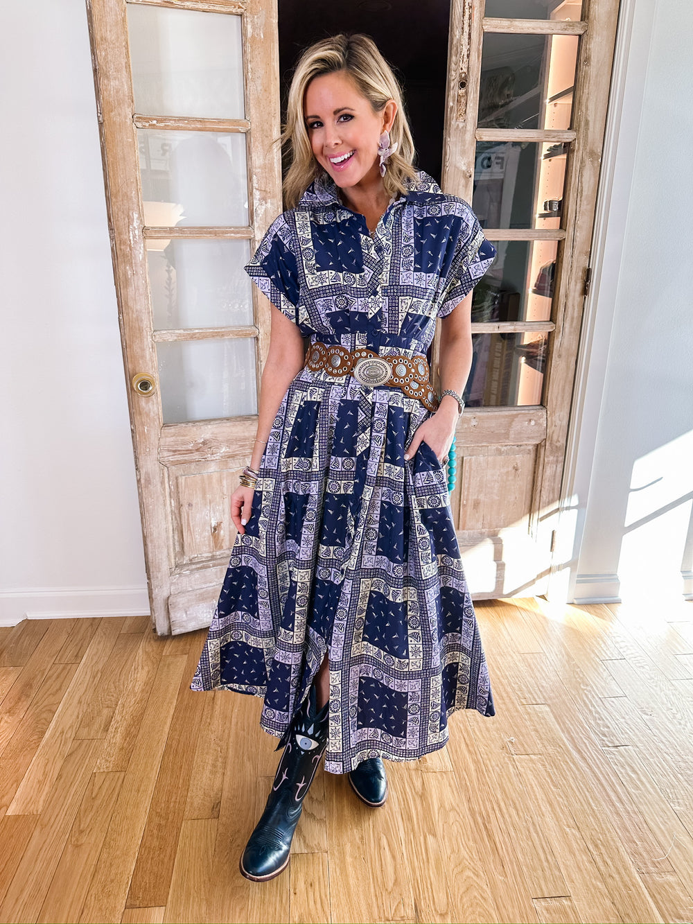 THE MONTAUK MIDI DRESS - NAVY