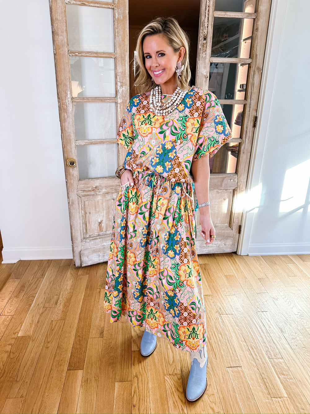 THIS FLORAL OF MINE PATTERN PLAY MIDI SKIRT SET