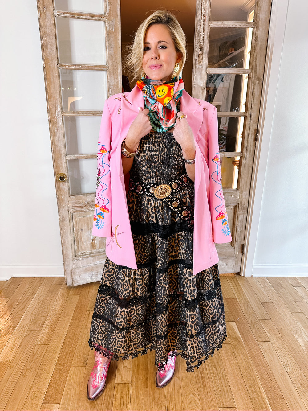 THE ONE FOR YOU STRAPLESS MIDI DRESS - LEOPARD