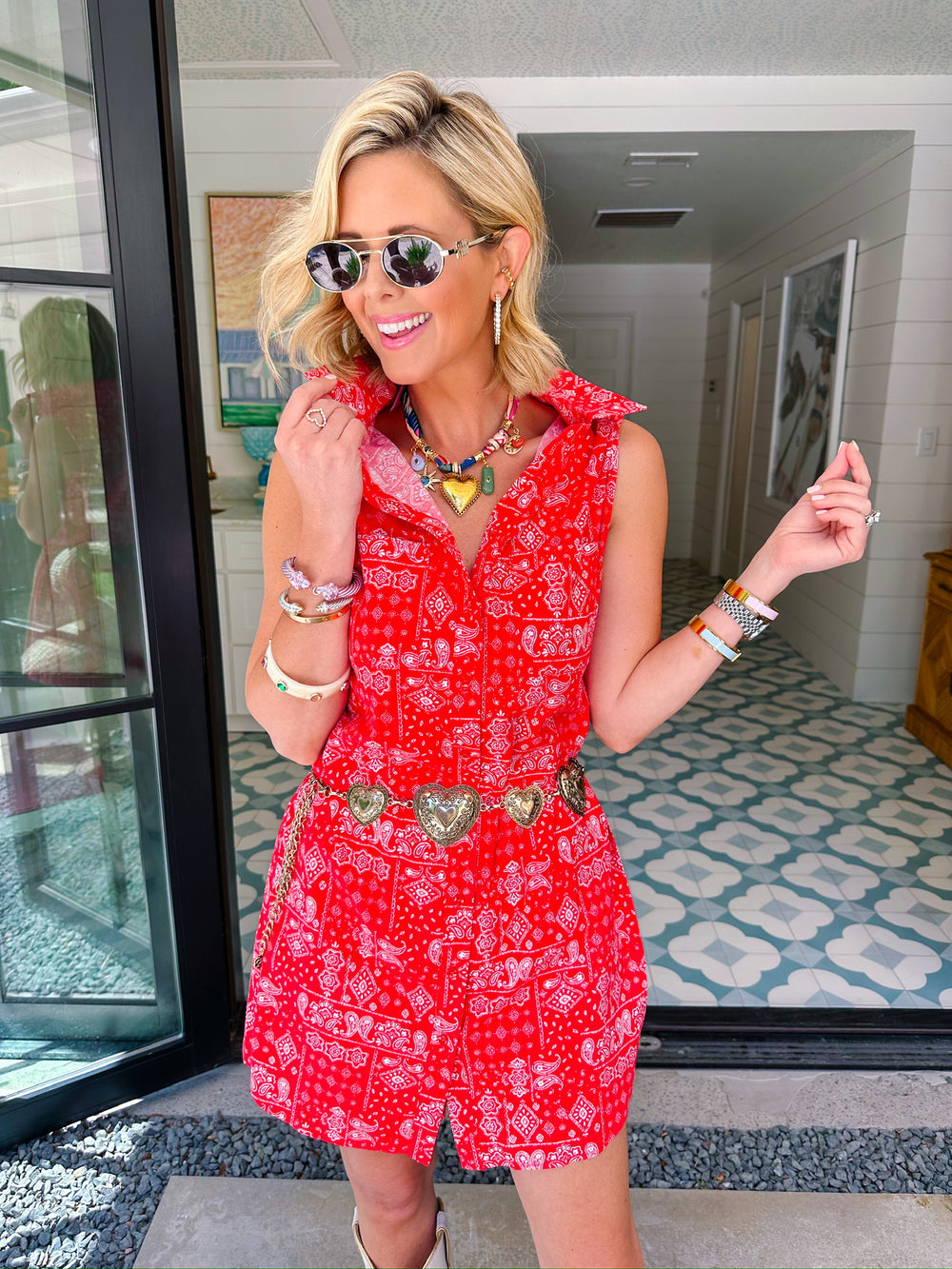 BLAKE BANDANA ROMPER - RED