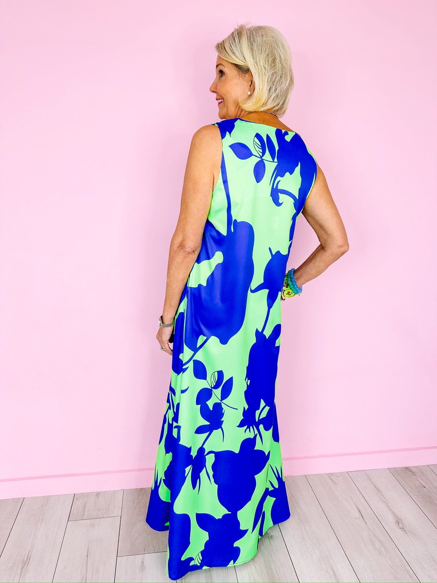 SHADOW OF A THOUGHT FLORAL DRESS - GREEN/BLUE