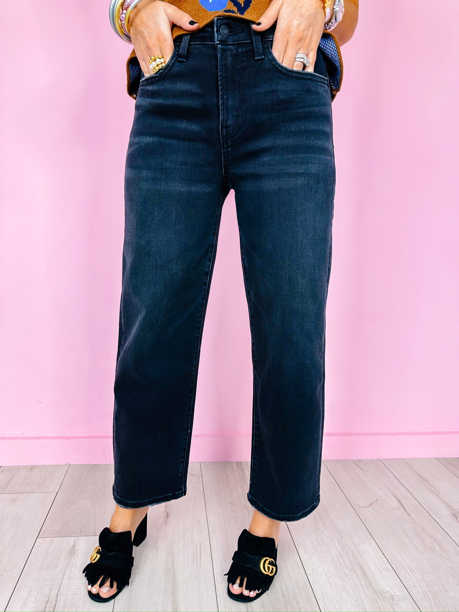 KATE HIGH RISE BARREL JEANS - WASHED BLACK