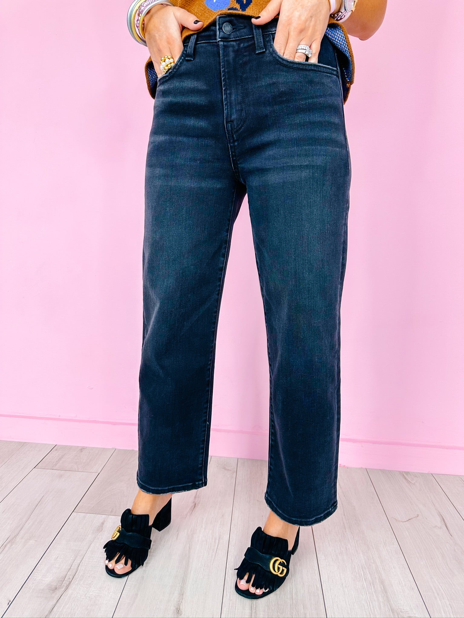 KATE HIGH RISE BARREL JEANS - WASHED BLACK