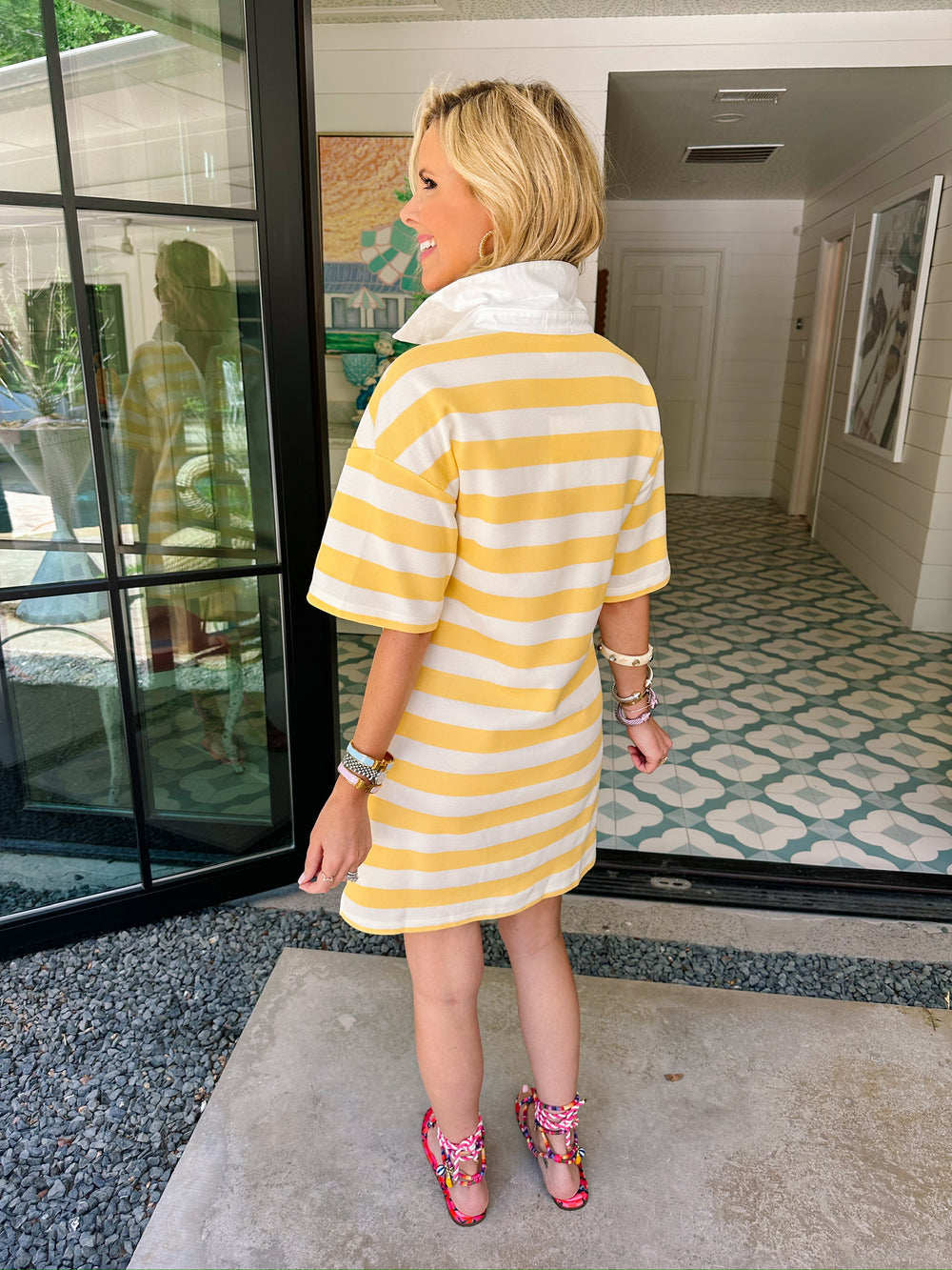 RUTHIE STRIPE POLO DRESS - YELLOW