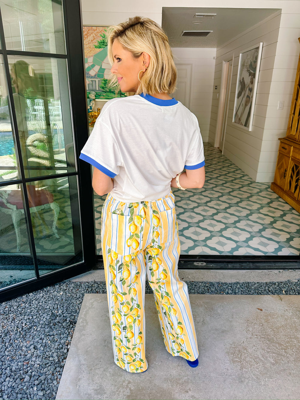 CIAO BELLA SHORT SLEEVE T-SHIRT - WHITE/BLUE