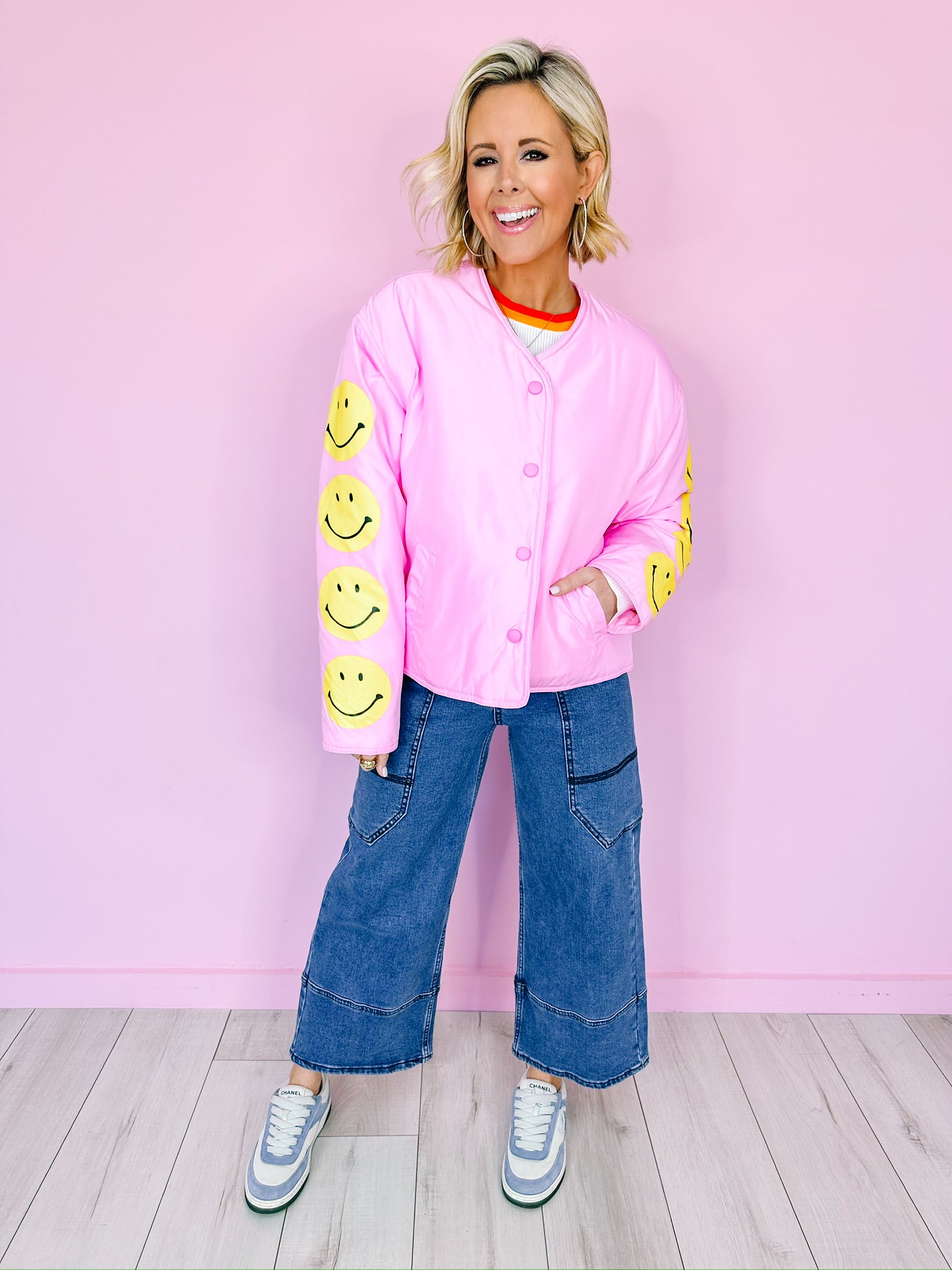 MISS SMILEY SLEEVE JACKET - PINK