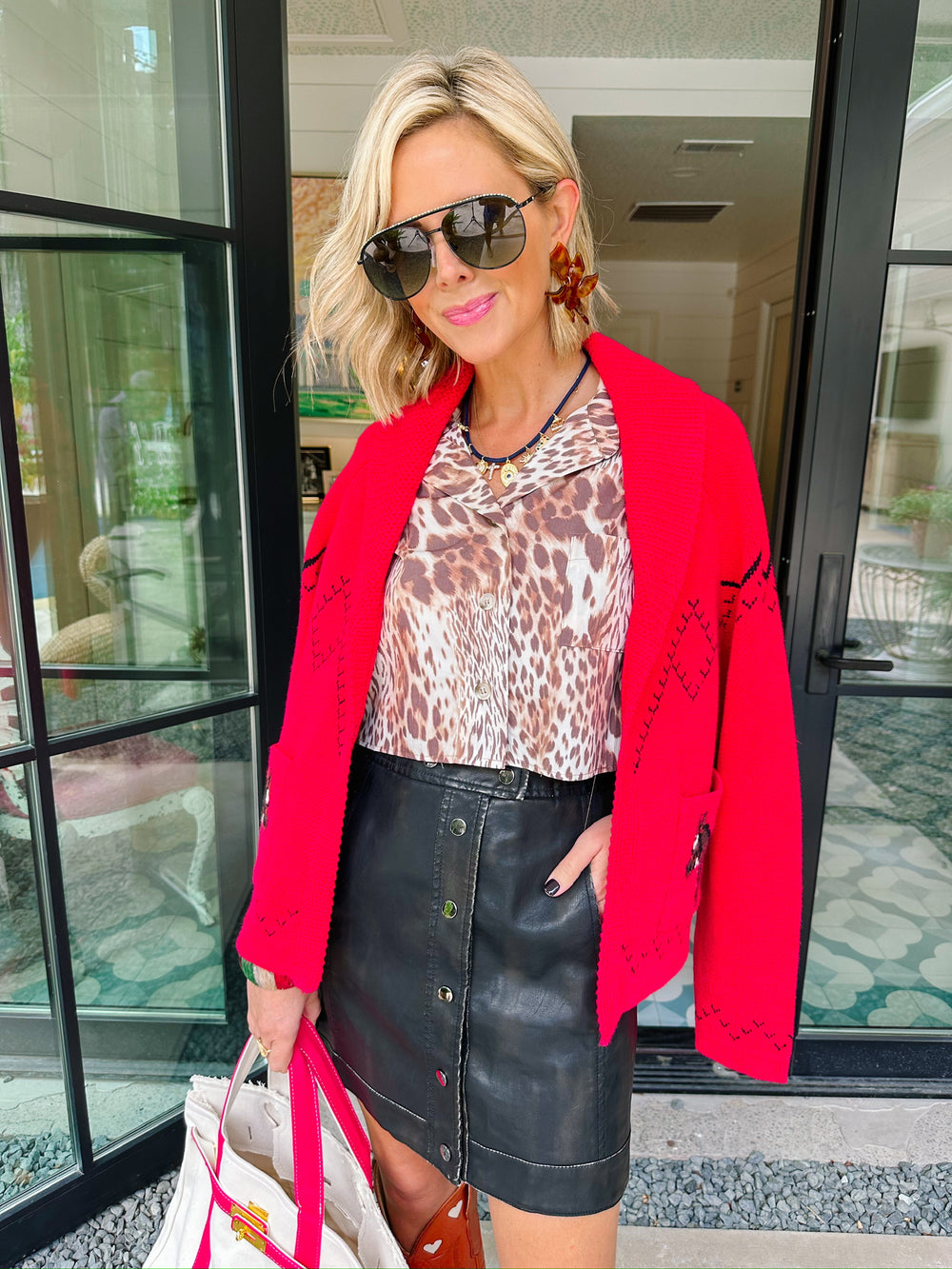 LASSO ME IN HORSE CARDIGAN - RED