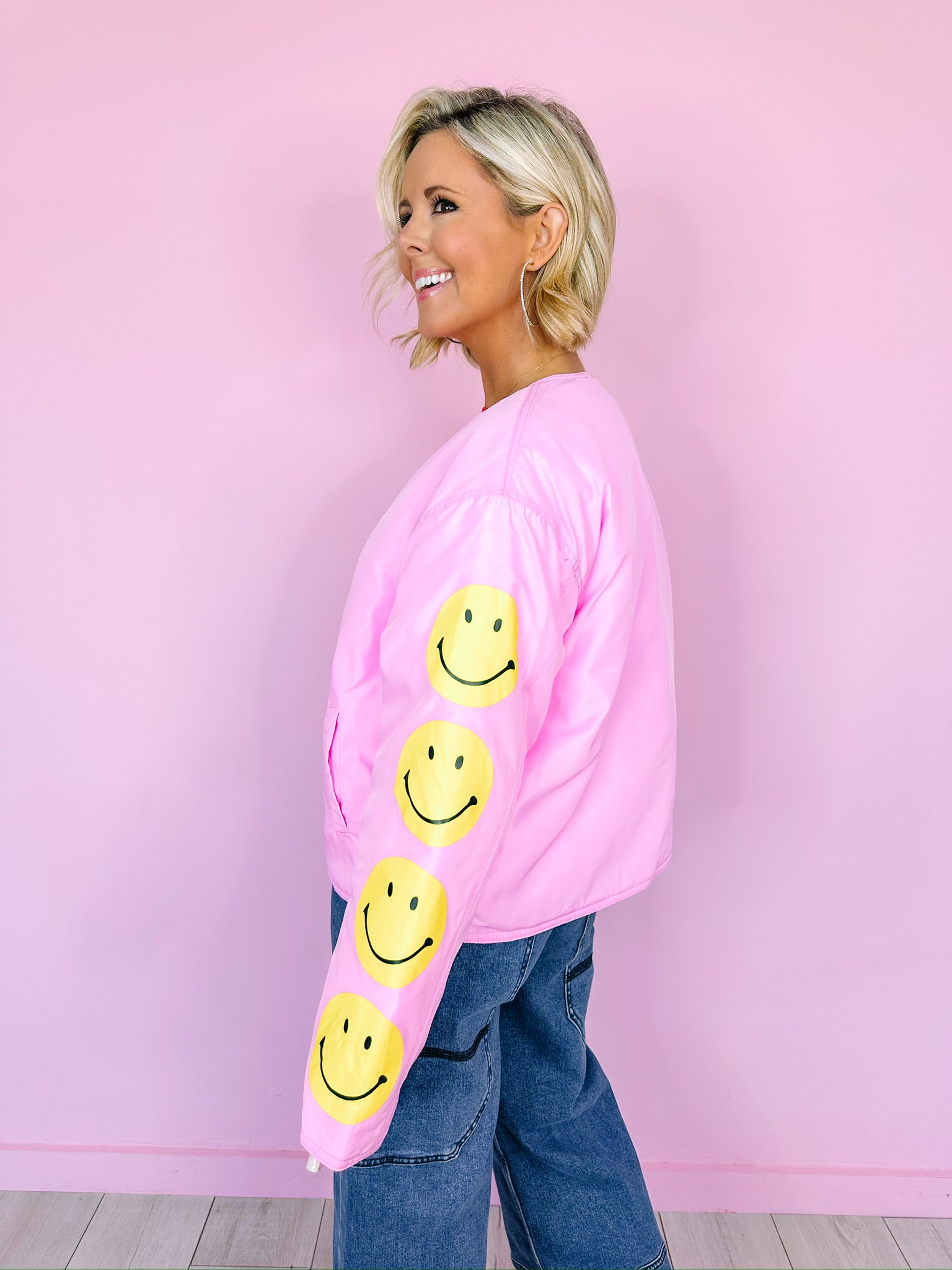 MISS SMILEY SLEEVE JACKET - PINK