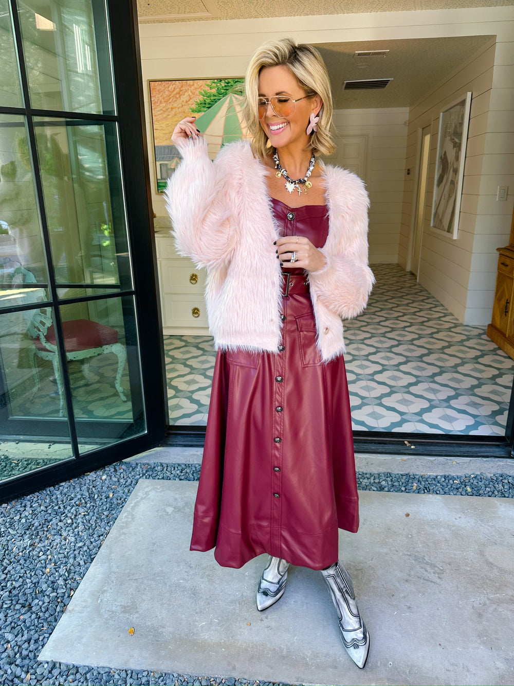 FUR THE LOVE CARDIGAN - PINK