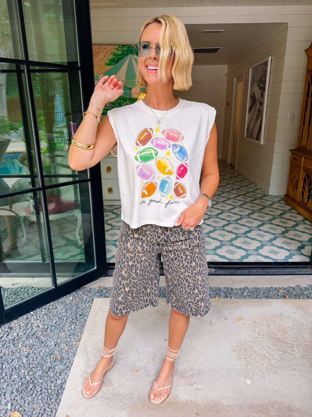 IN GOOD FUN FOOTBALLS MUSLCE TEE - IVORY
