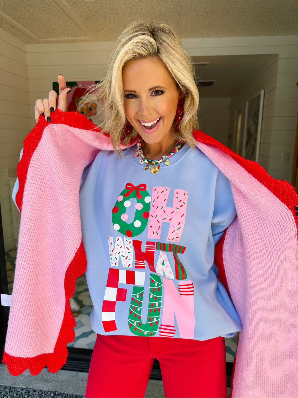 OH WHAT FUN SWEATSHIRT - BLUE