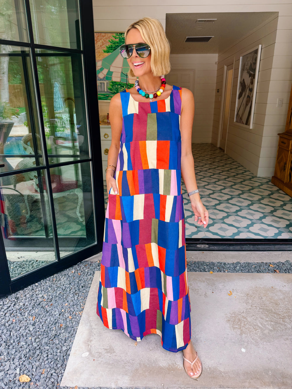 MARISSA COLORFUL COLORBLOCK MAXI DRESS