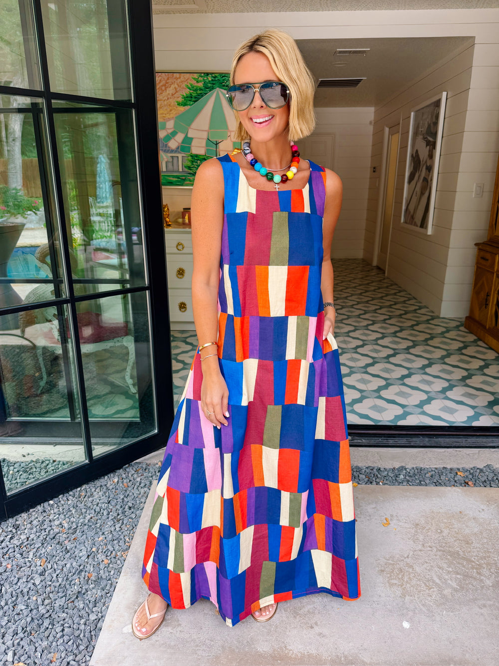 MARISSA COLORFUL COLORBLOCK MAXI DRESS