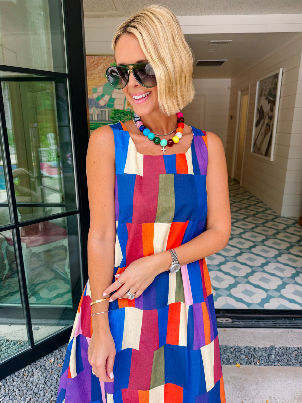MARISSA COLORFUL COLORBLOCK MAXI DRESS