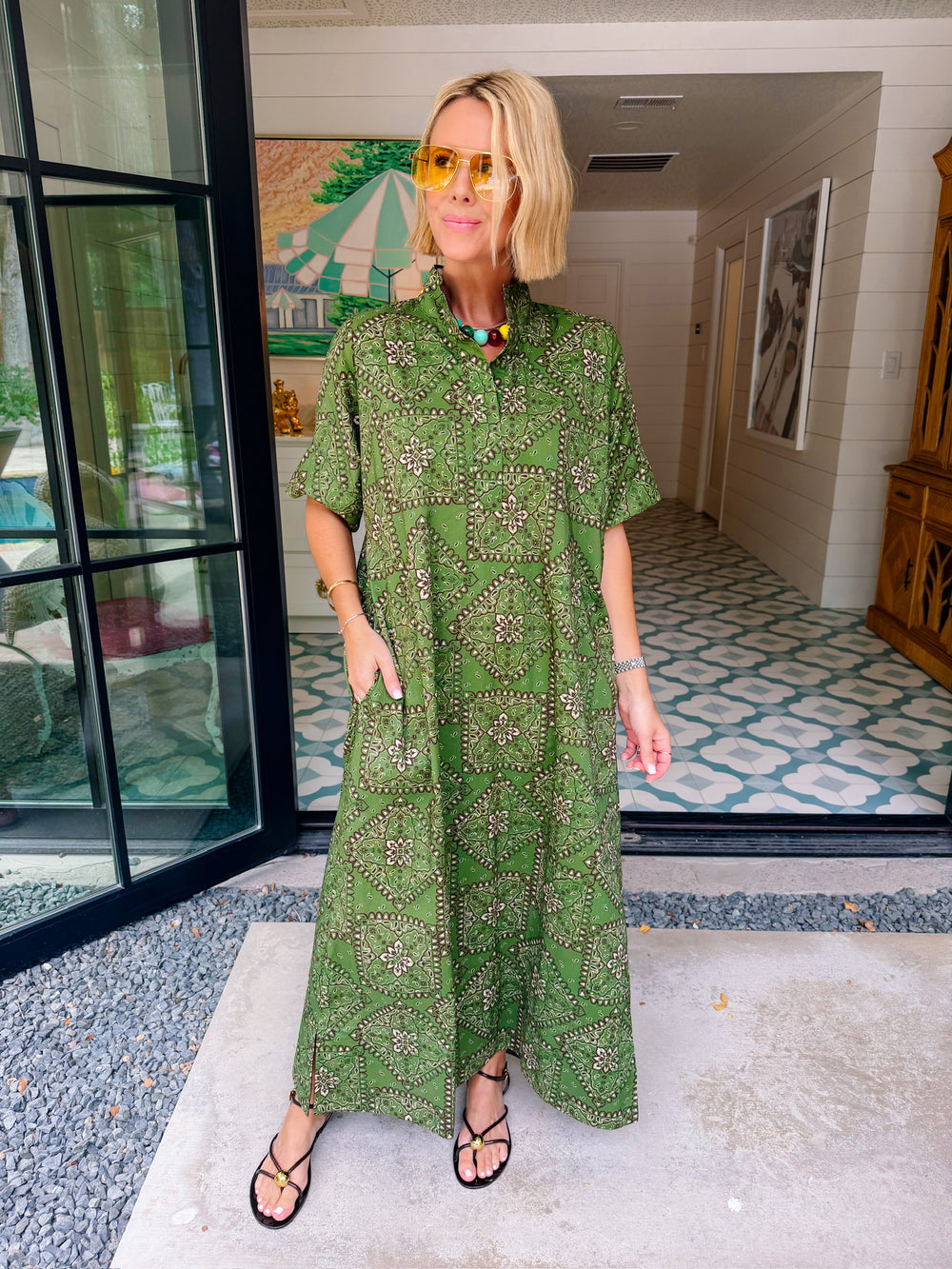 JUST MY STYLE BANDANA MIDI DRESS - OLIVE