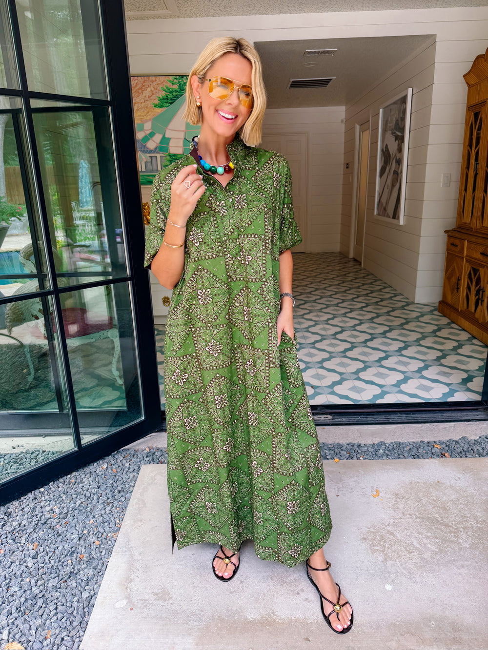 JUST MY STYLE BANDANA MIDI DRESS - OLIVE