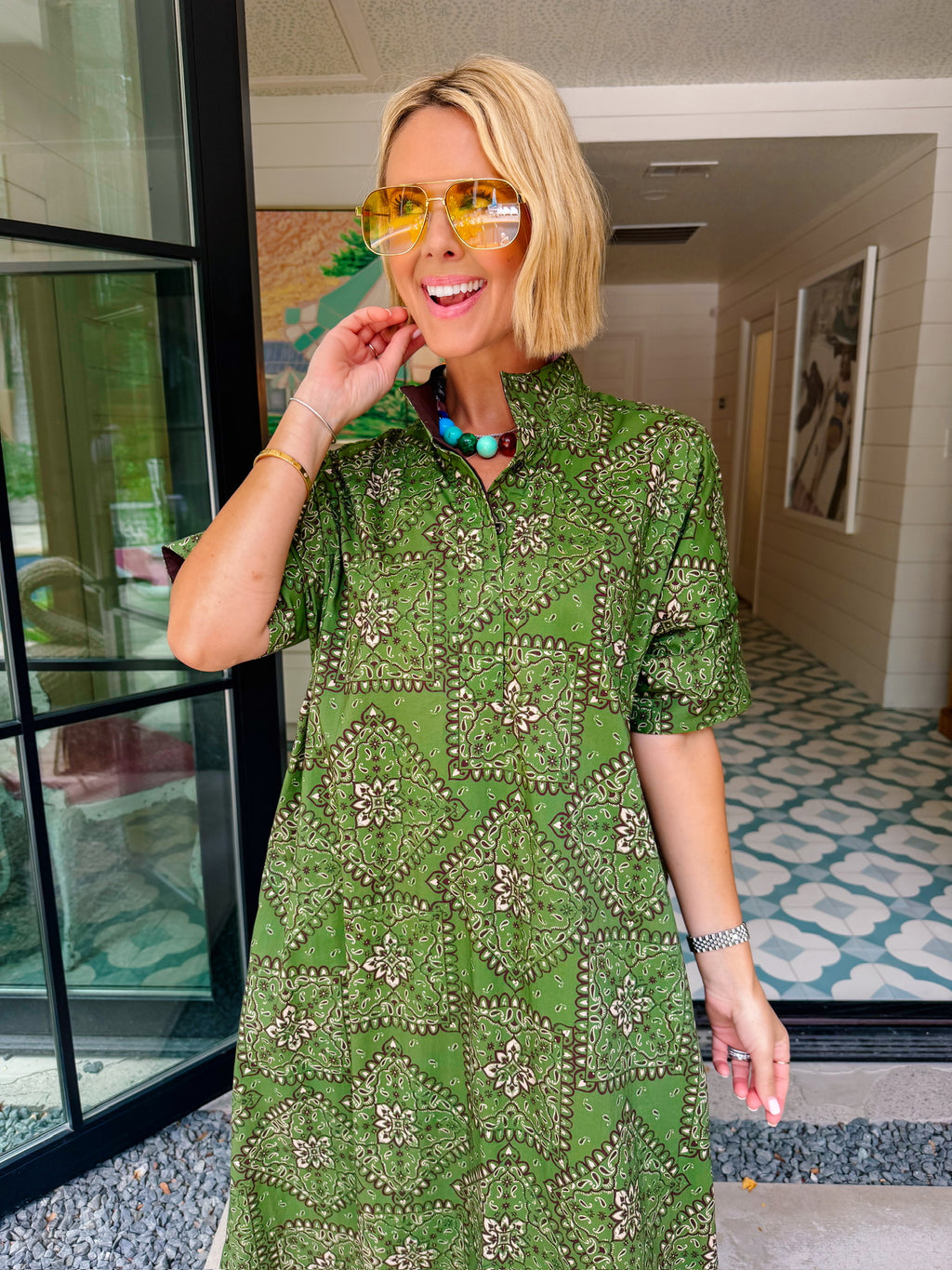 JUST MY STYLE BANDANA MIDI DRESS - OLIVE