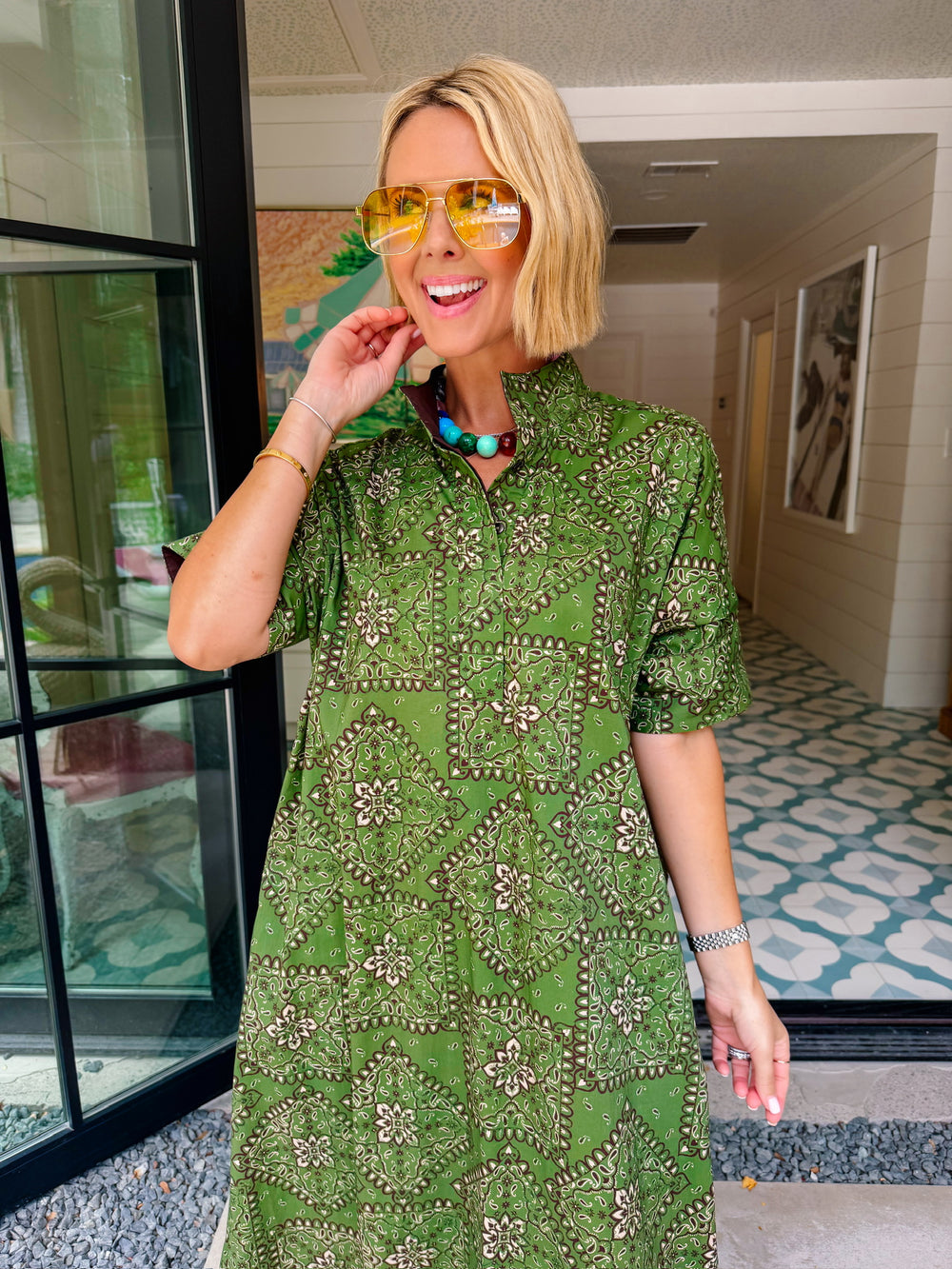 JUST MY STYLE BANDANA MIDI DRESS - OLIVE