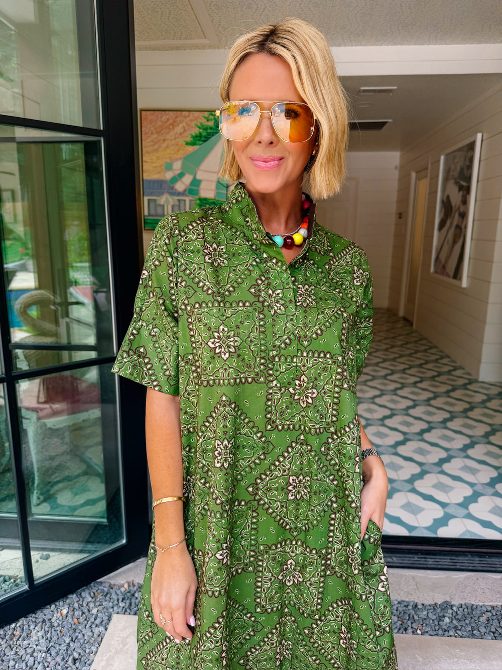 JUST MY STYLE BANDANA MIDI DRESS - OLIVE
