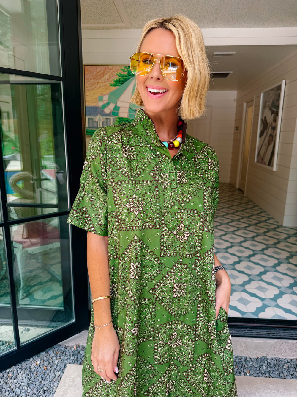 JUST MY STYLE BANDANA MIDI DRESS - OLIVE