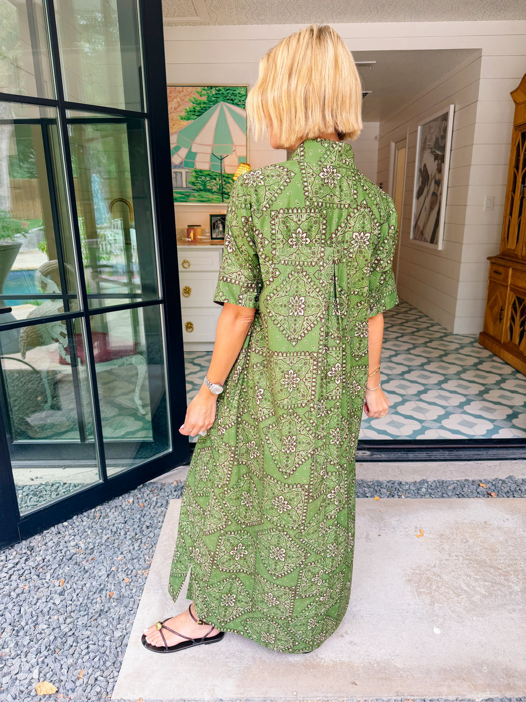 JUST MY STYLE BANDANA MIDI DRESS - OLIVE