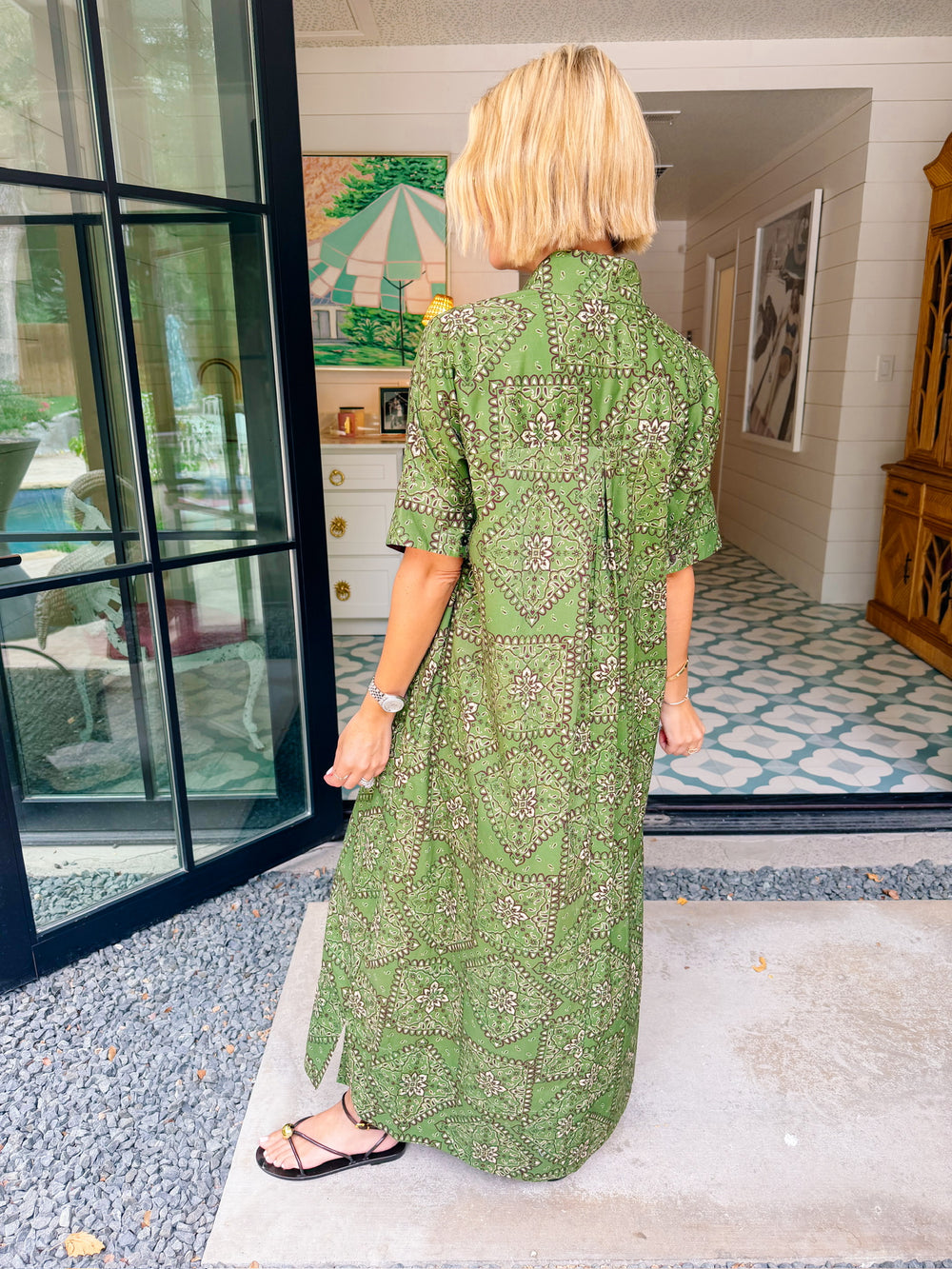 JUST MY STYLE BANDANA MIDI DRESS - OLIVE