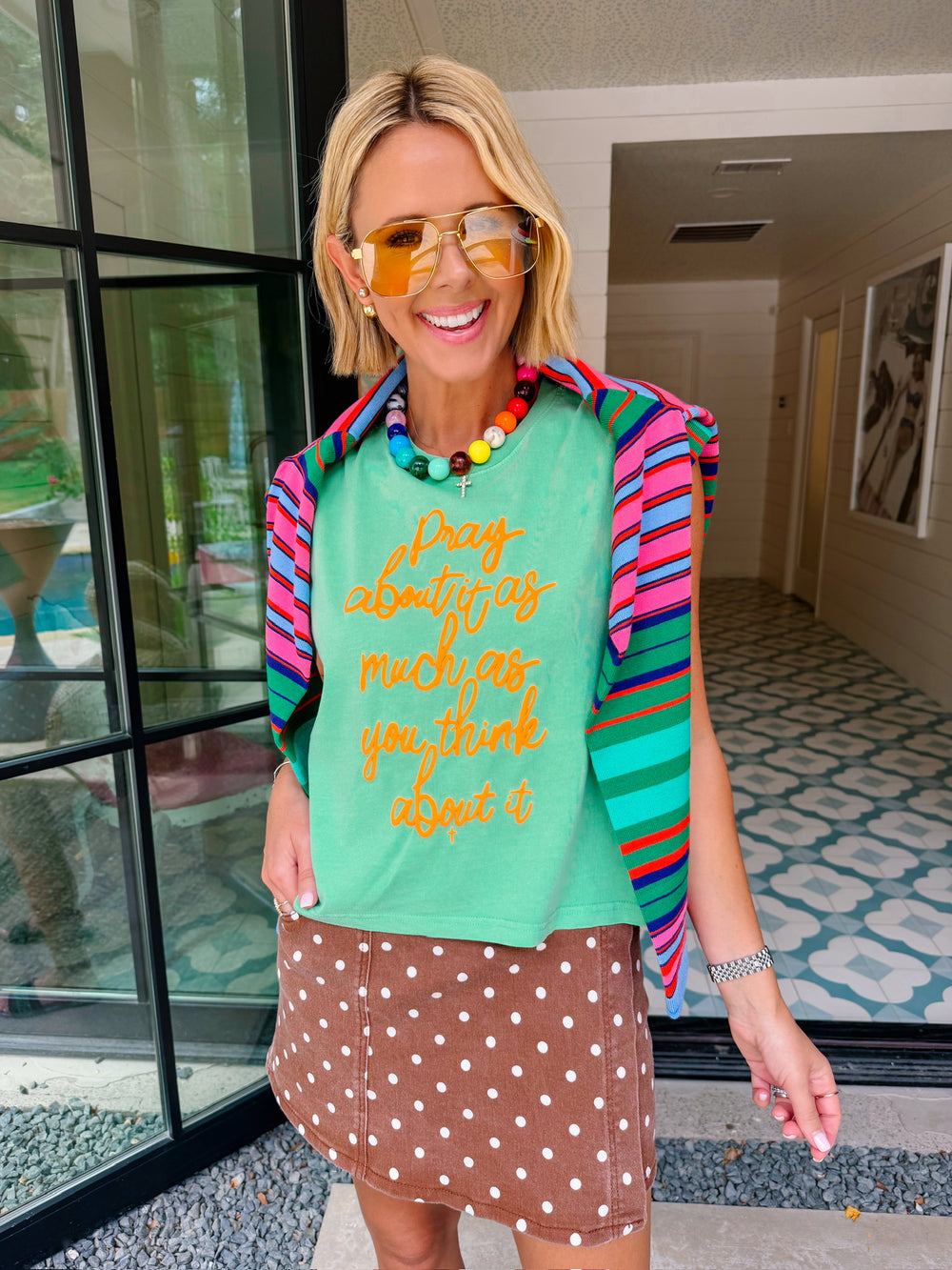 PRAY ABOUT IT MUSCLE TEE - GREEN