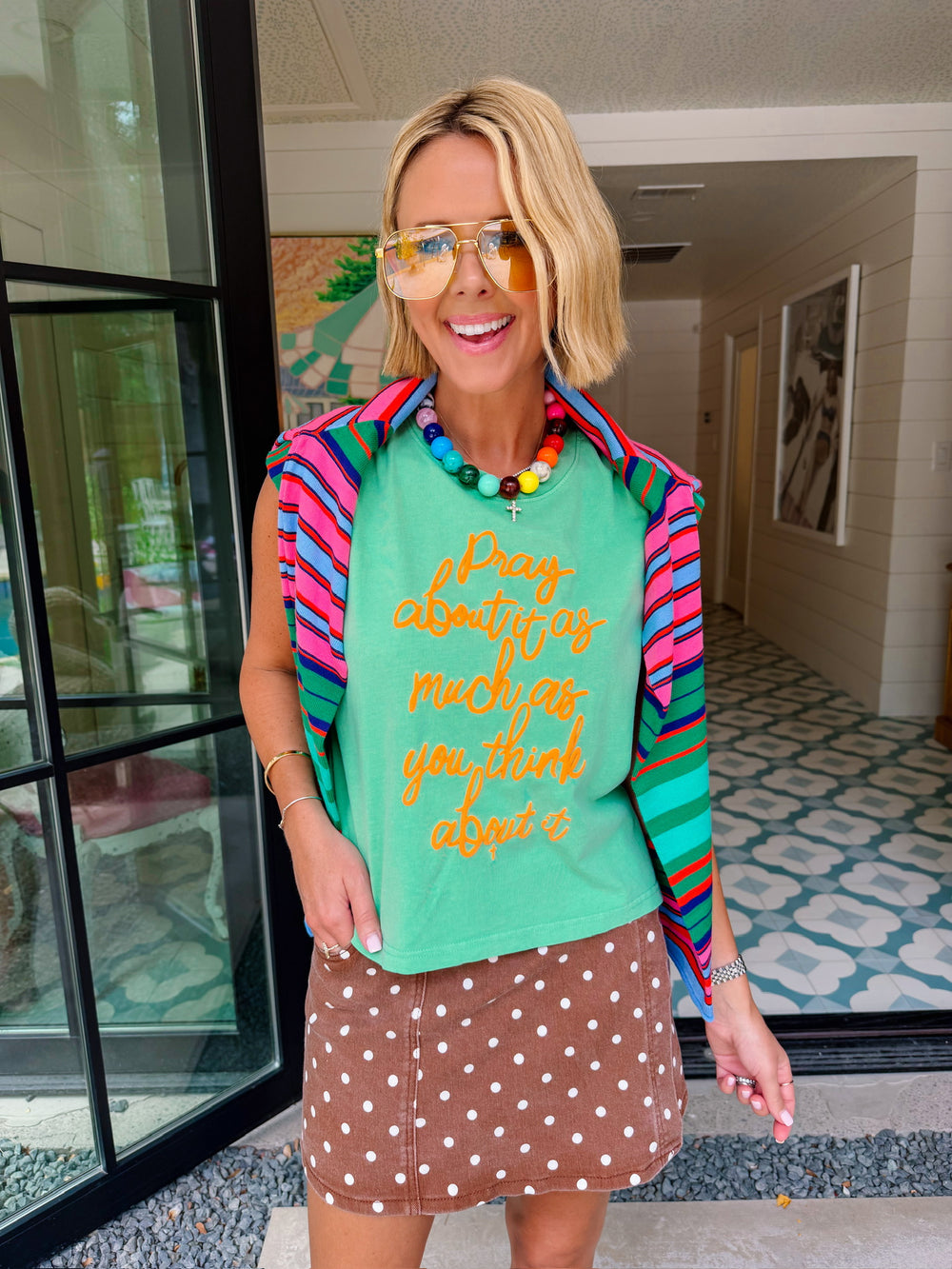 PRAY ABOUT IT MUSCLE TEE - GREEN