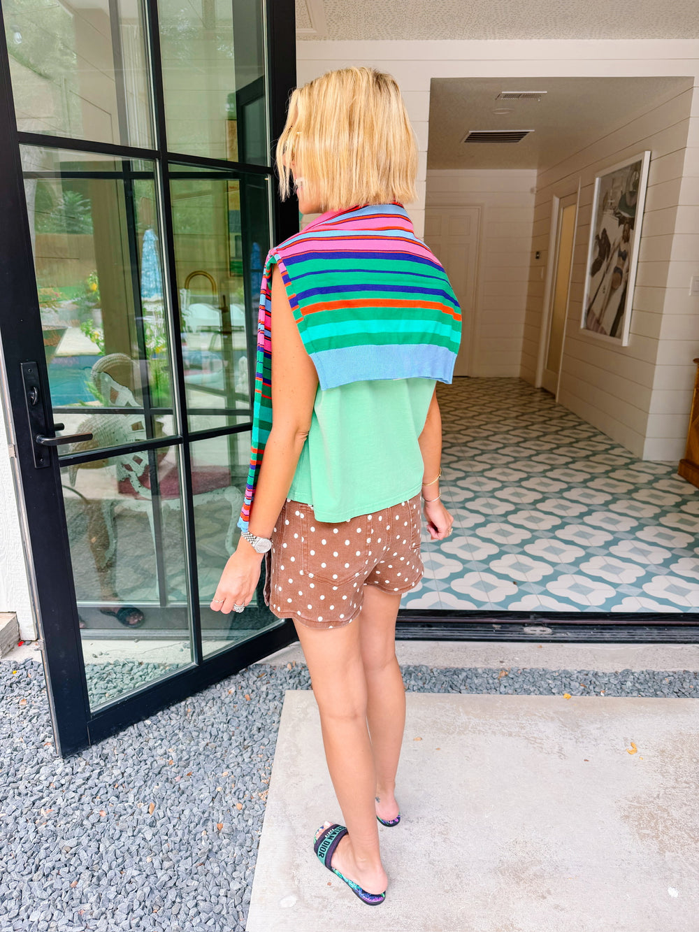 DO YOUR BEST POLKA DOT SKORT - BROWN