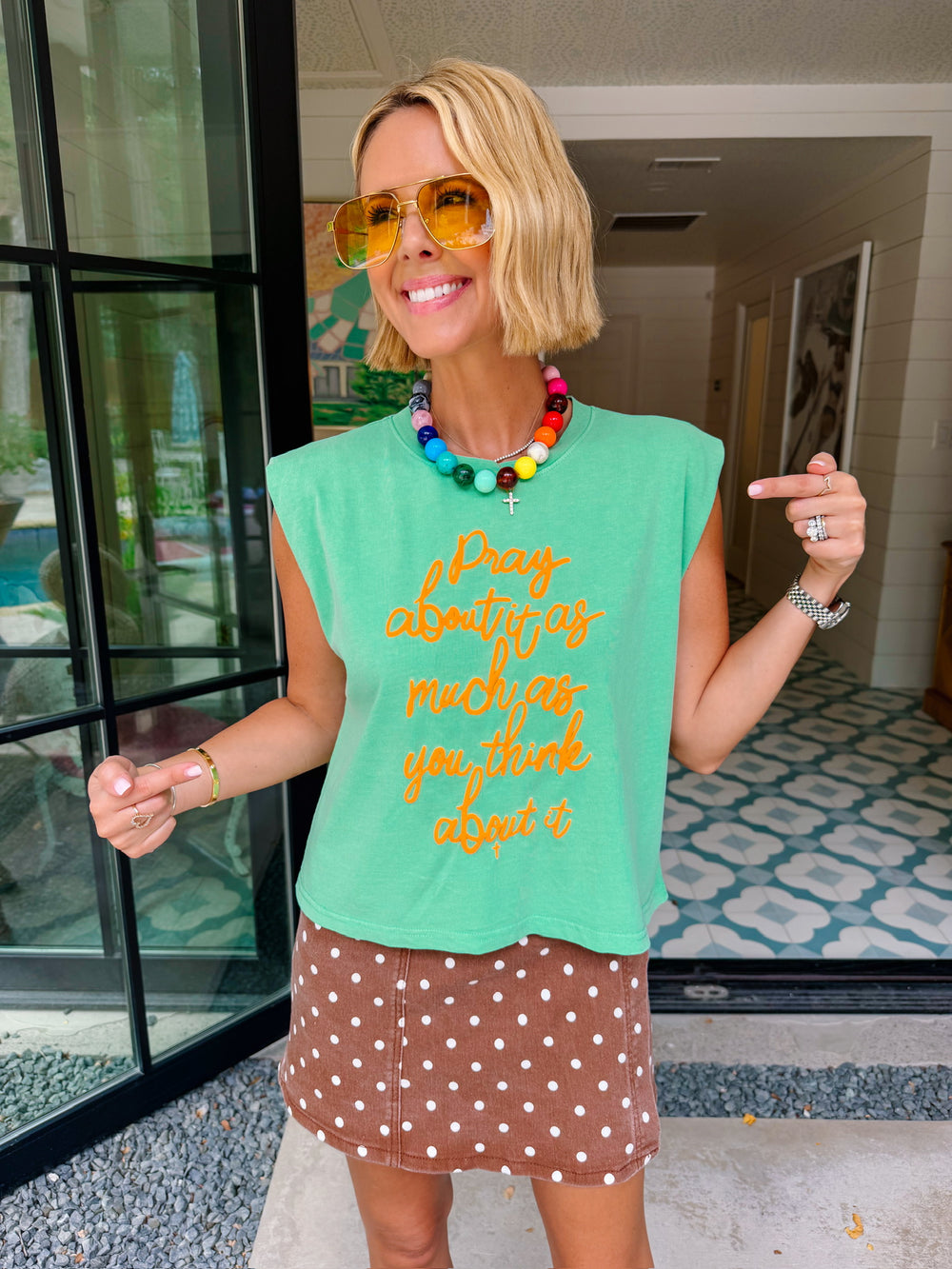 PRAY ABOUT IT MUSCLE TEE - GREEN