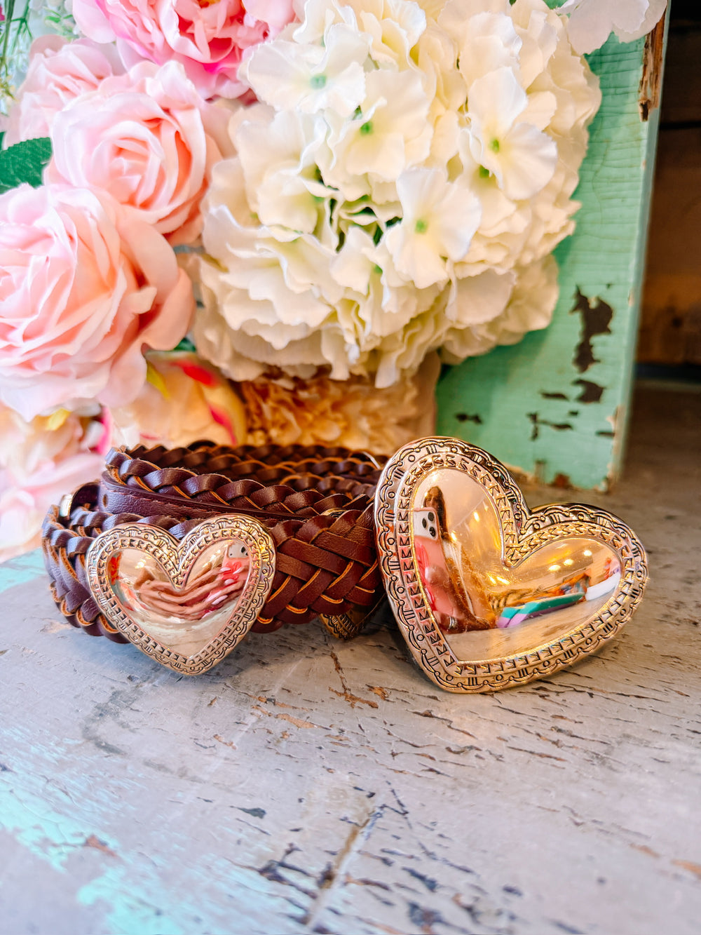 BLESS YOUR HEART BRAIDED BELT - BROWN