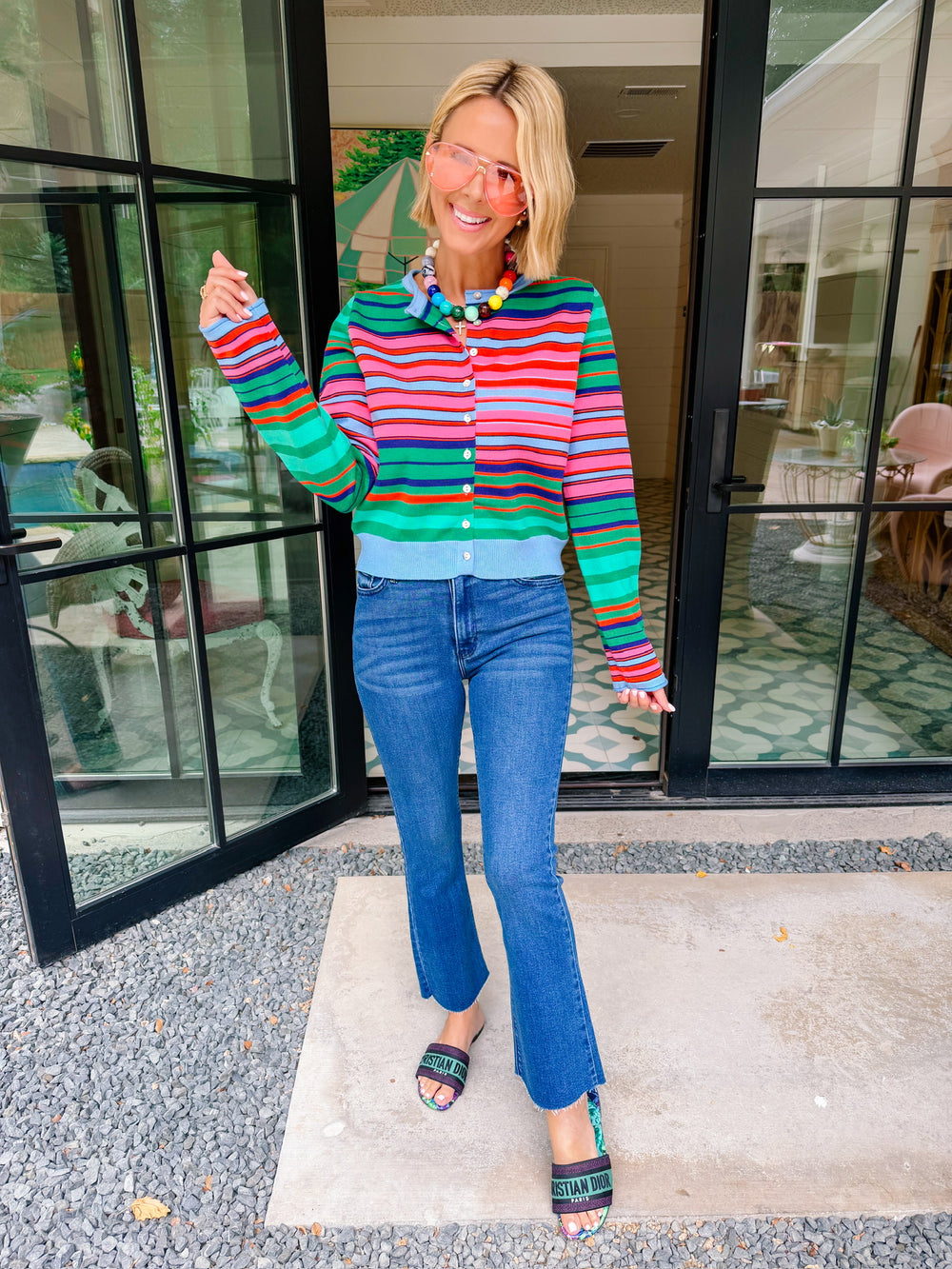 COLOR OUTSIDE THE LINES STRIPE CARDIGAN