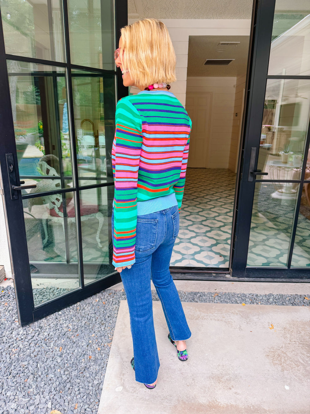 COLOR OUTSIDE THE LINES STRIPE CARDIGAN