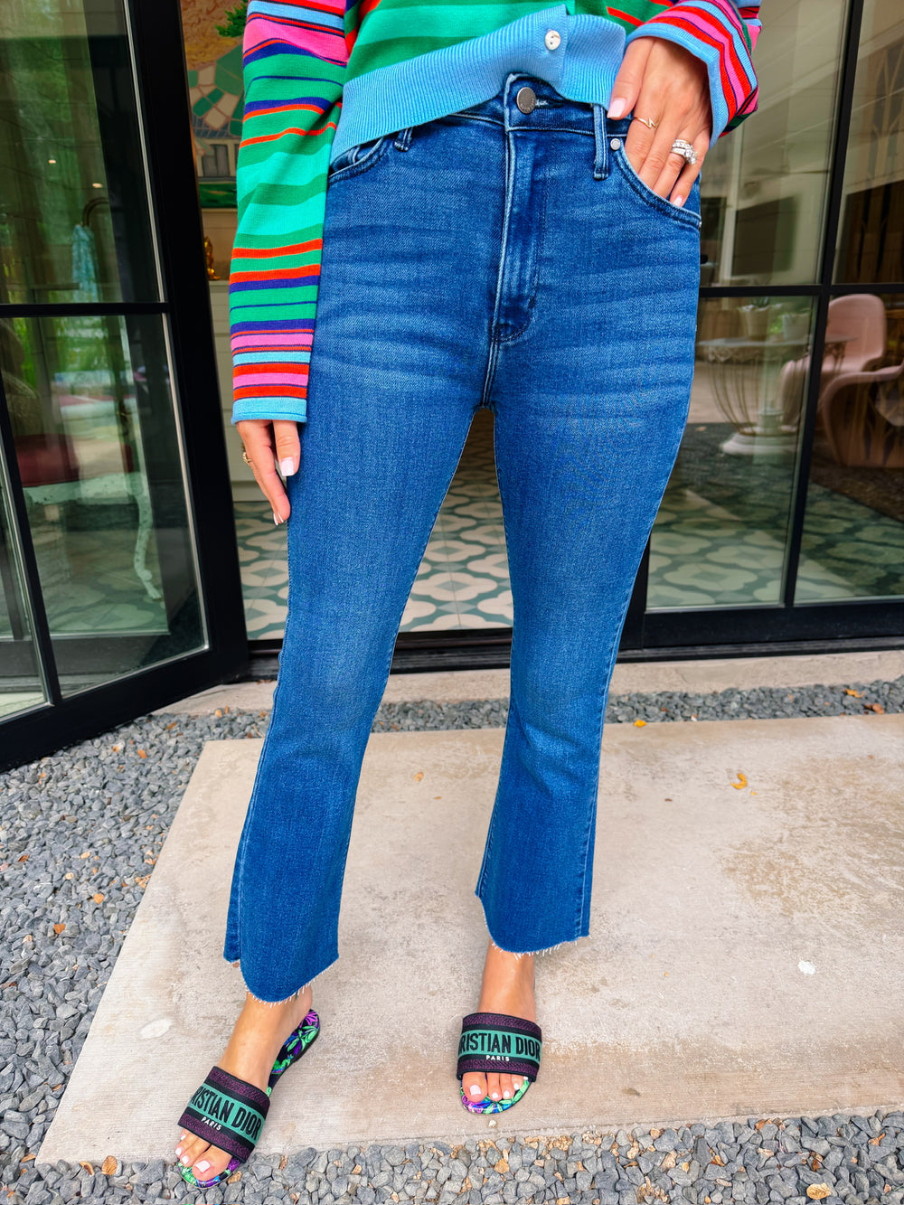 HATTIE HIGH RISE CROP FLARE JEAN - DARK DENIM