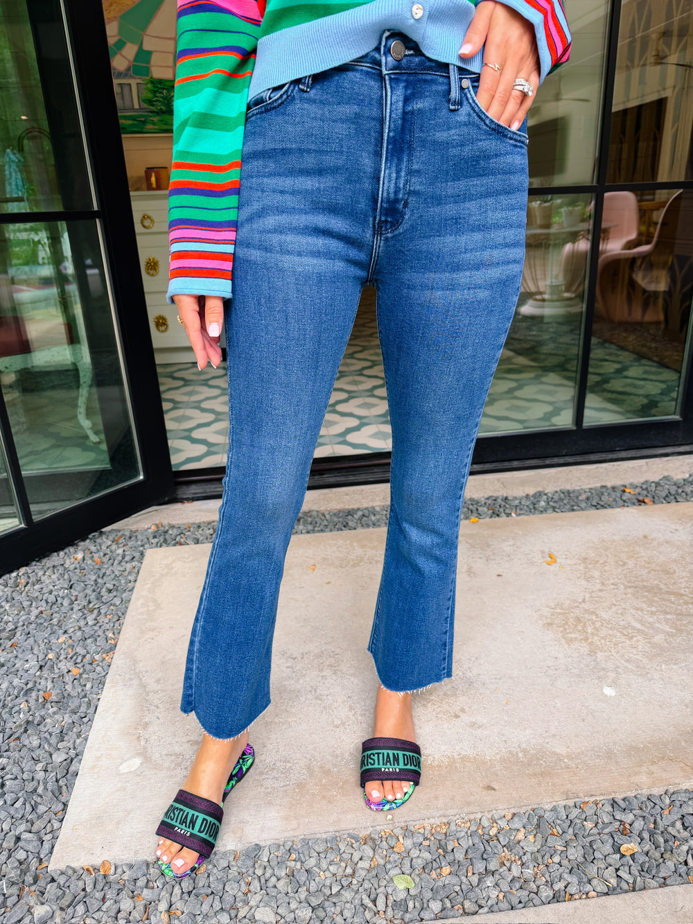 HATTIE HIGH RISE CROP FLARE JEAN - DARK DENIM