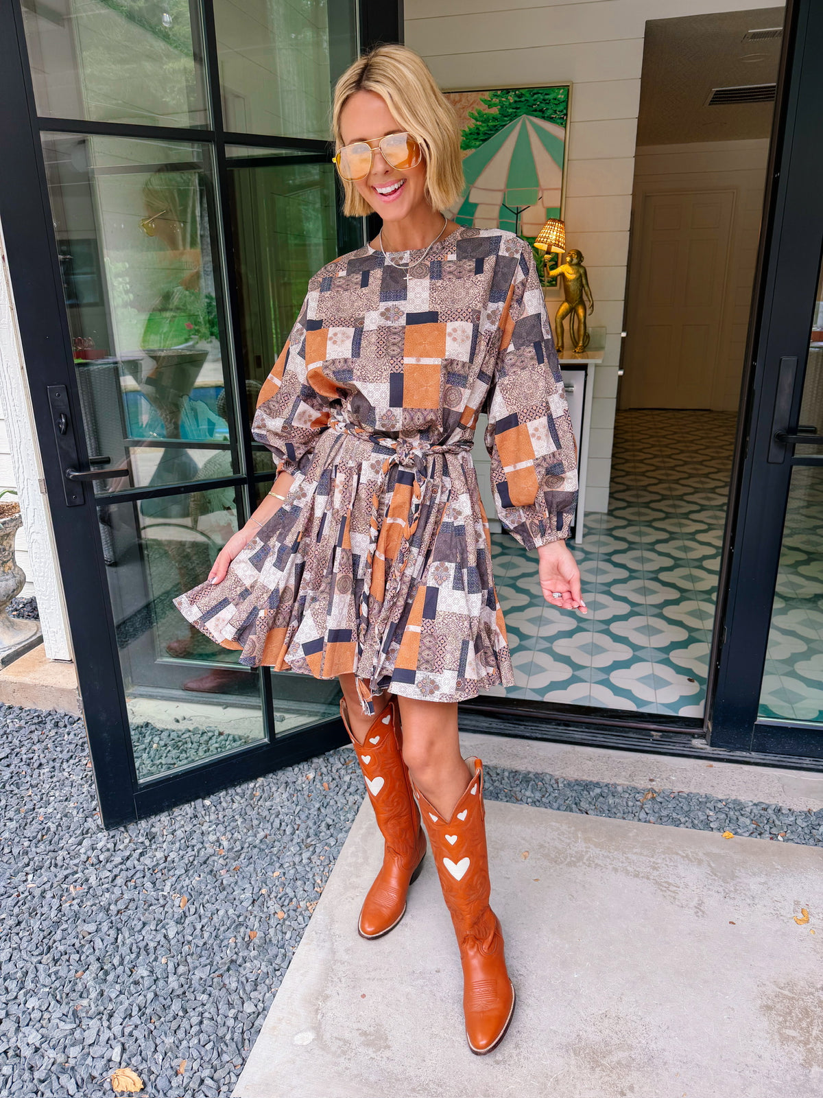 MIRIAM MOROCCAN TILES RUFFLE DRESS