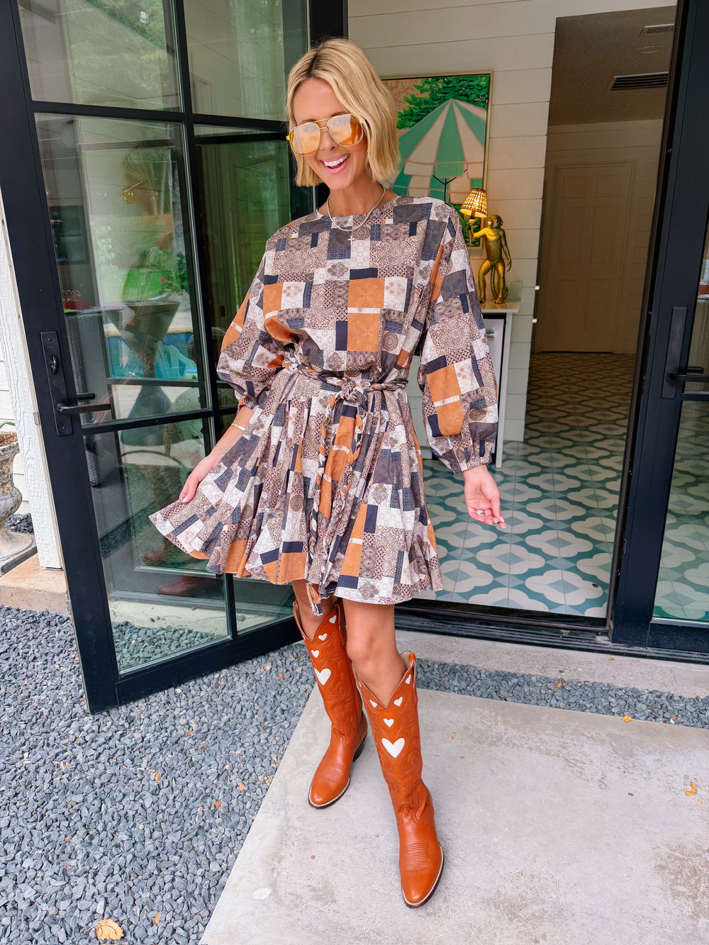 MIRIAM MOROCCAN TILES RUFFLE DRESS