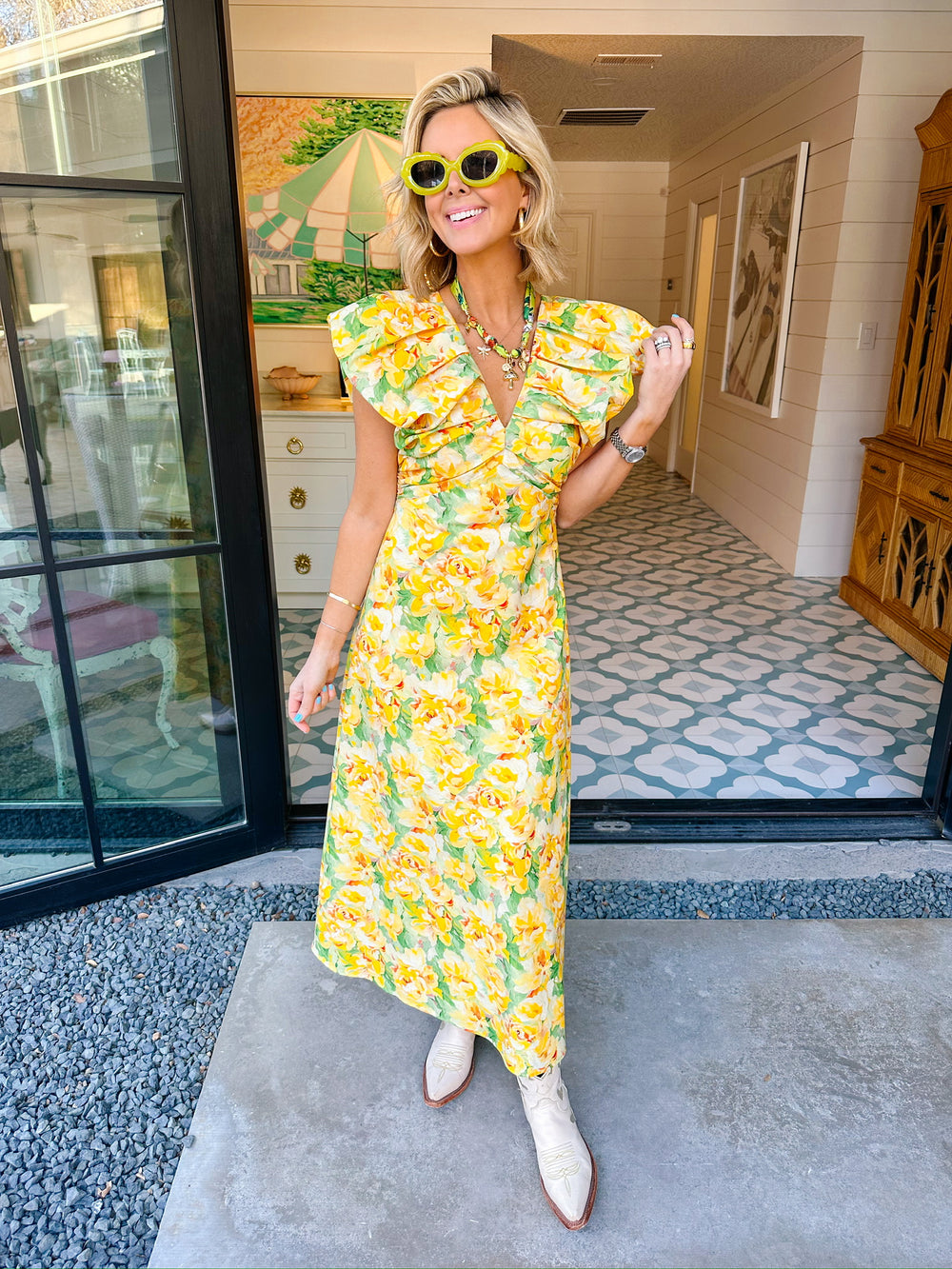 LEGENDARY YELLOW ROSE MIDI DRESS - YELLOW
