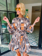 MIRIAM MOROCCAN TILES RUFFLE DRESS