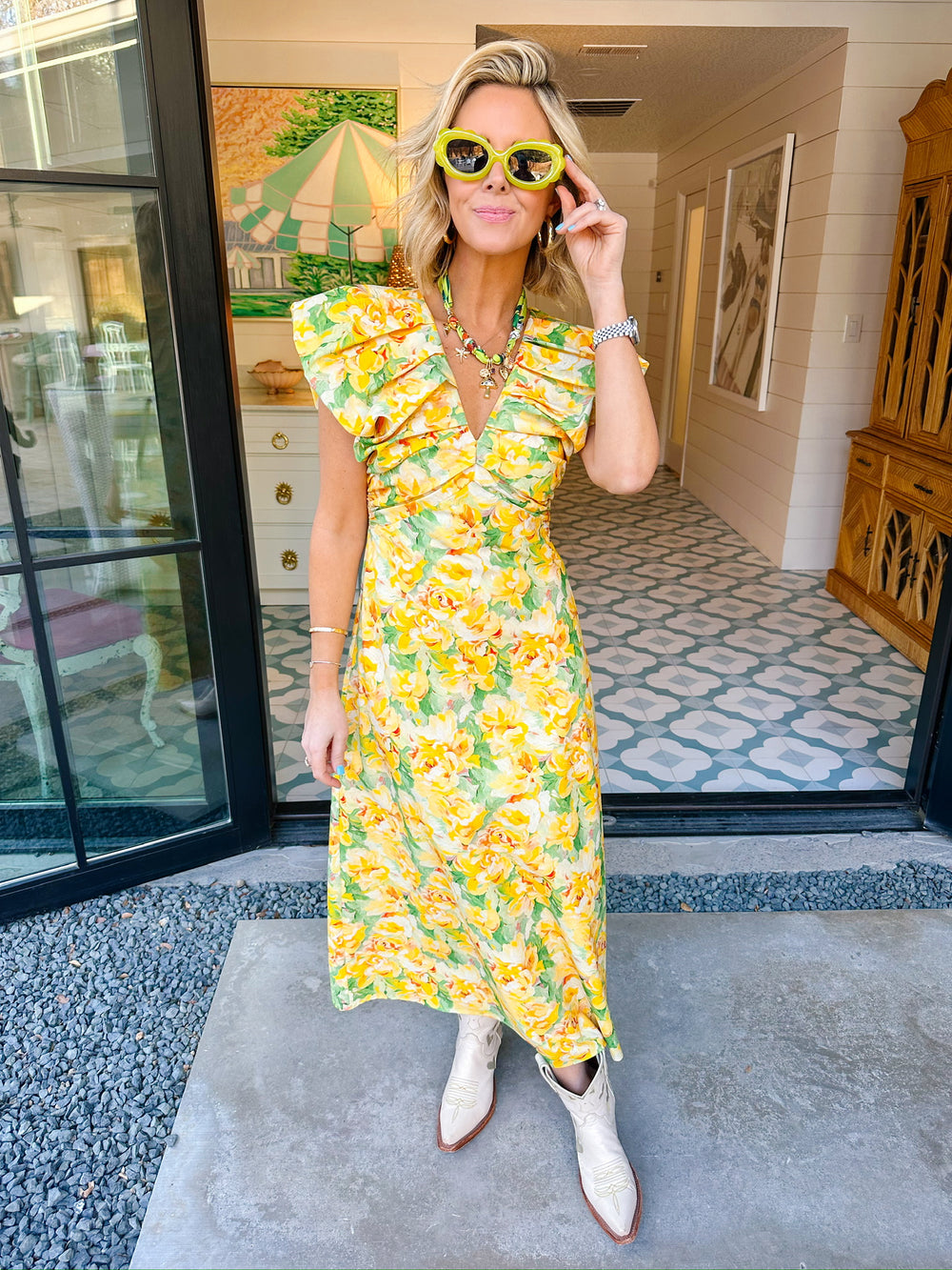 LEGENDARY YELLOW ROSE MIDI DRESS - YELLOW