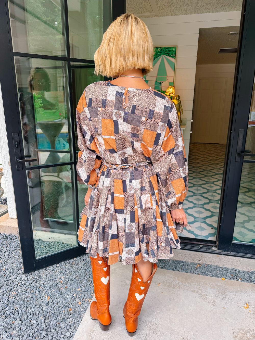 MIRIAM MOROCCAN TILES RUFFLE DRESS