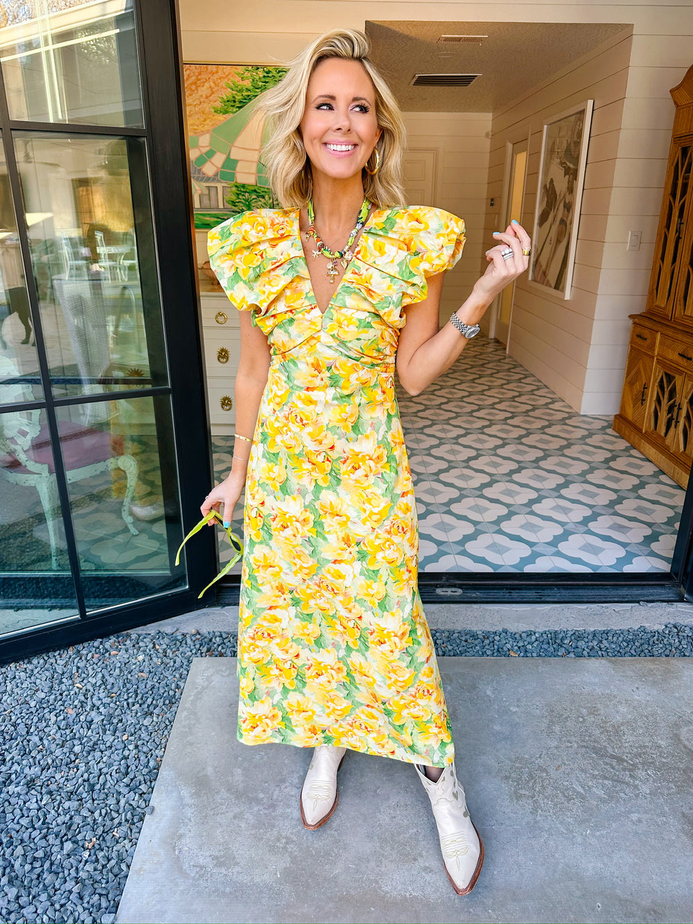 LEGENDARY YELLOW ROSE MIDI DRESS - YELLOW