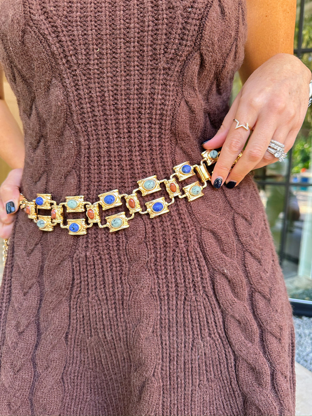 CARRIE MULTI STONE BELT - GOLD