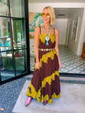 YOU'RE THE ONLY ONE LACE TRIM MAXI DRESS - BROWN/GREEN