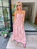 SABRINA WHIMSY FLORAL VINES SMOCKED MIDI DRESS - CREAM