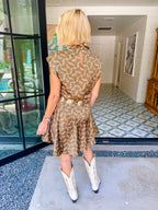JOLENE SILKY HORSE DRESS - OLIVE