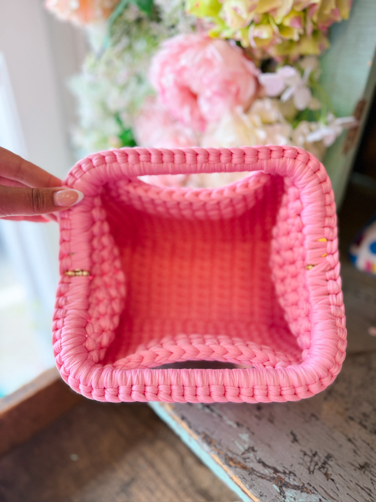 TROPEZ WOVEN SEQUIN BAG - LIGHT PINK