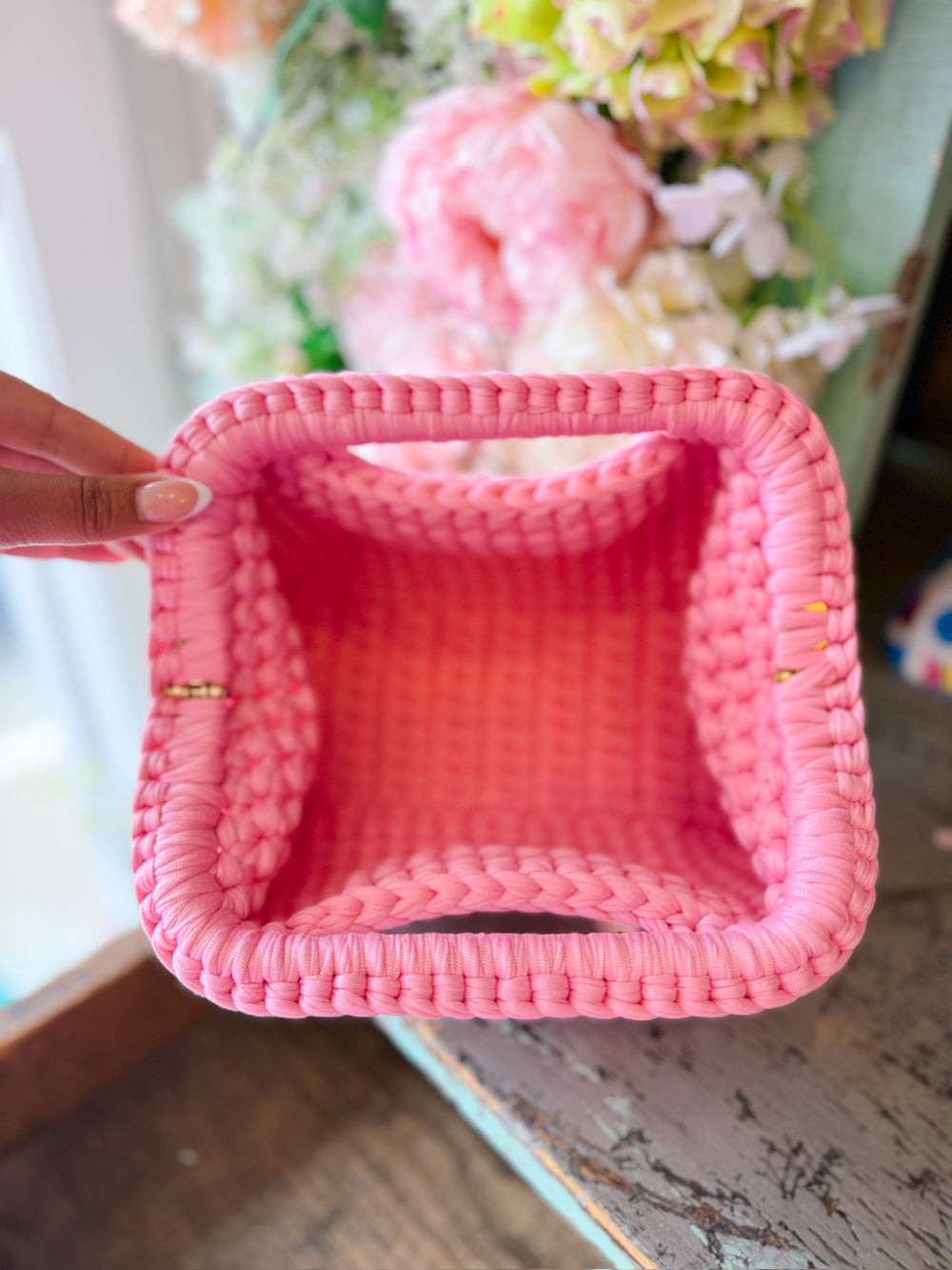TROPEZ WOVEN SEQUIN BAG - LIGHT PINK