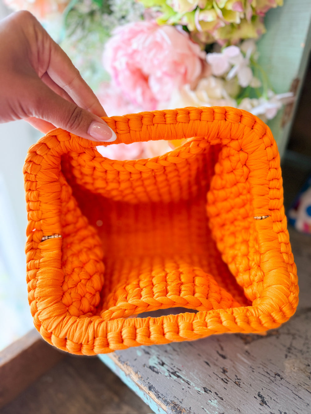 TROPEZ WOVEN SEQUIN BAG - ORANGE
